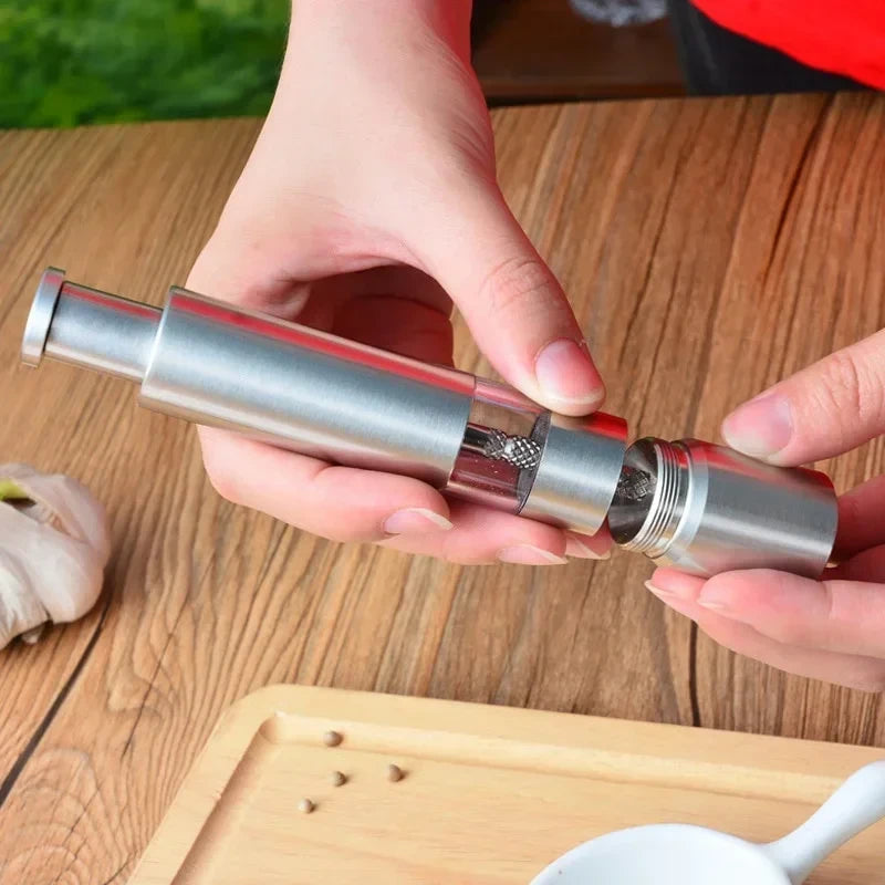 CasaVera Portable Stainless Steel One-Handed Salt &amp; Pepper Grinder