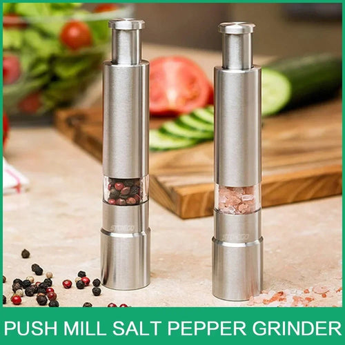 CasaVera Portable Stainless Steel One-Handed Salt &amp; Pepper Grinder