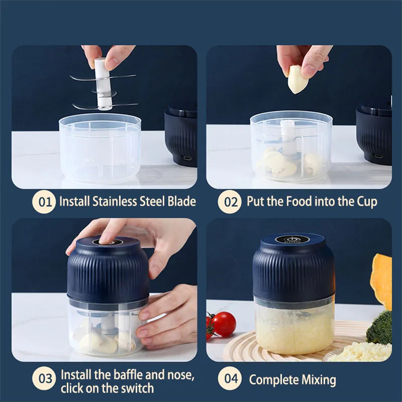 CasaVera 250ml Mini Wireless USB Rechargeable Electric Vegetable Chopper